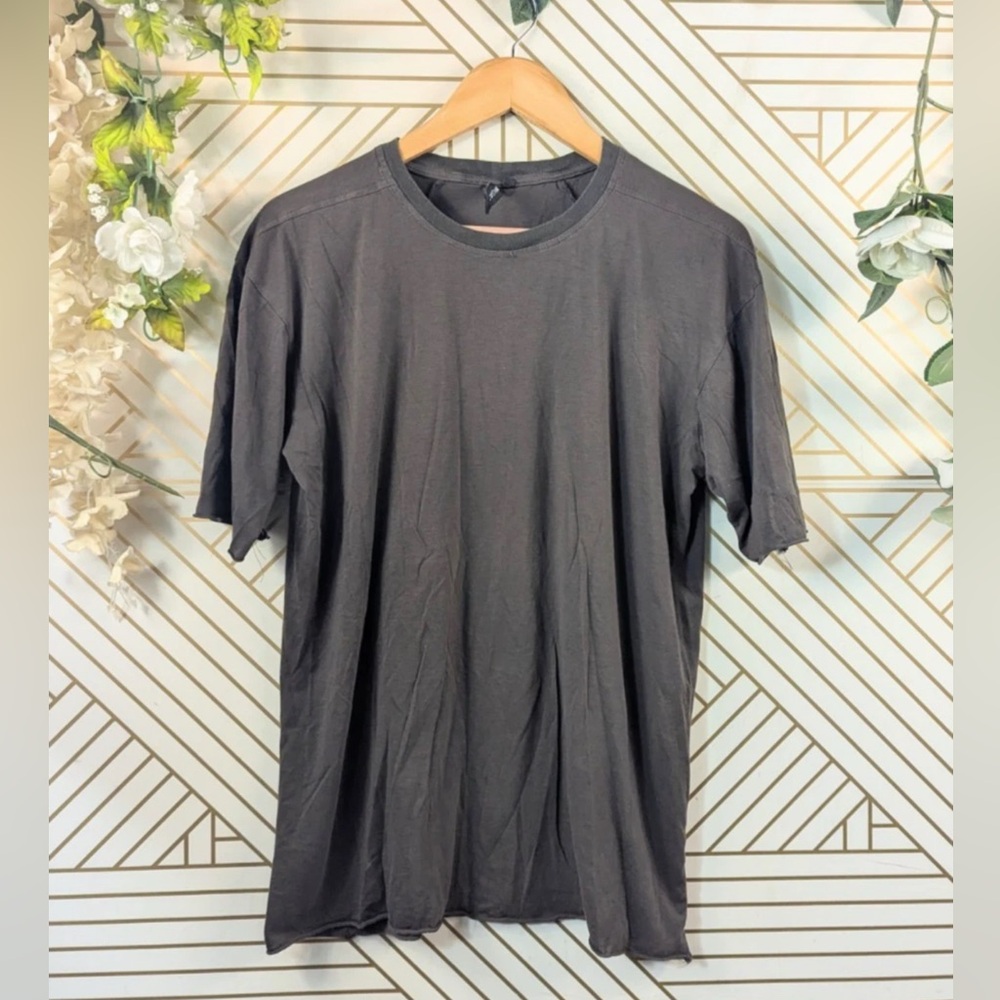 SKINGRAFT Men's T-shirt Raw Hem Luxury Designer Brown Gray Cotton Size Medium